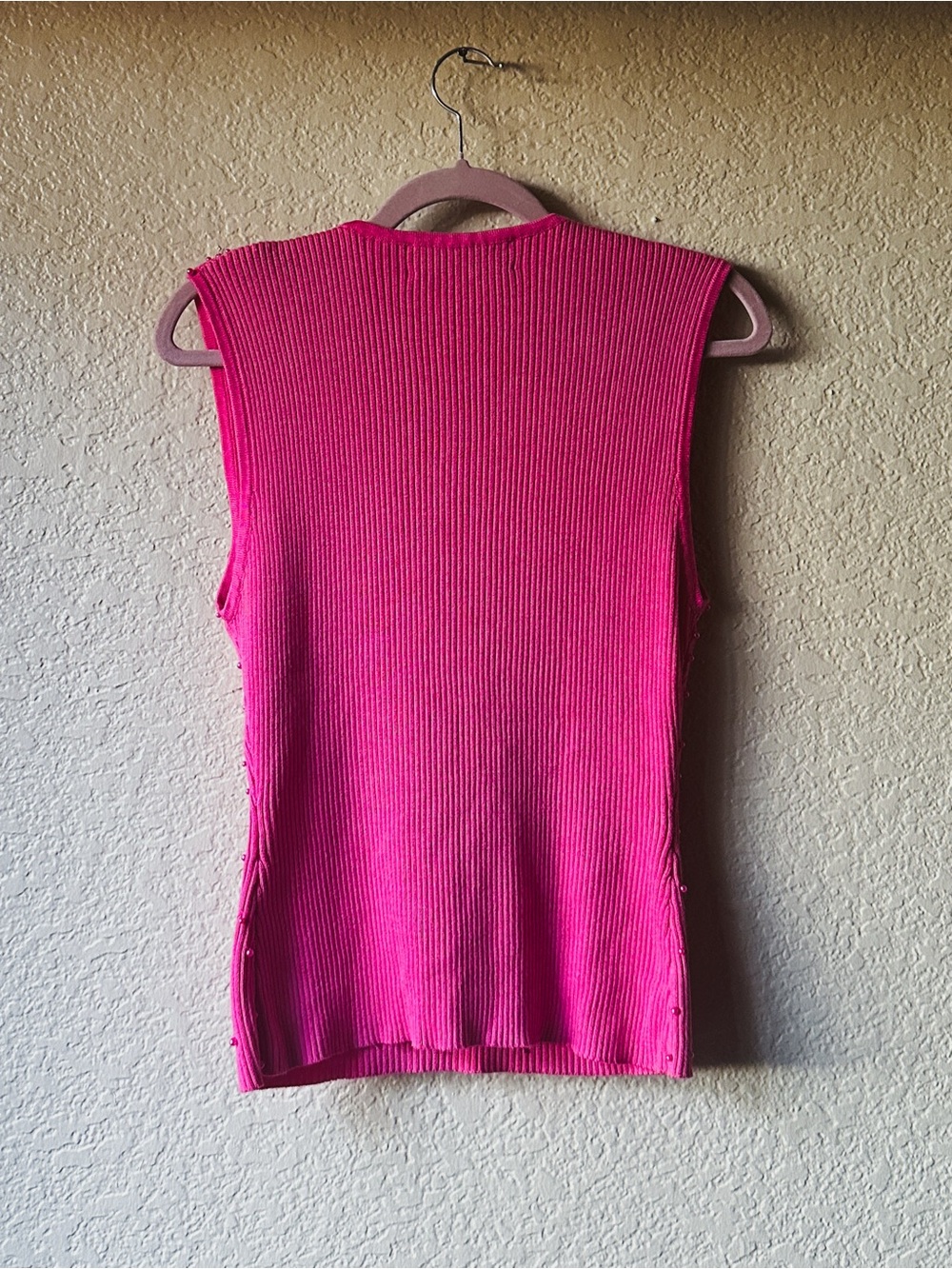 Hot Pink Beaded Sweater Tank - Picture 7 of 8